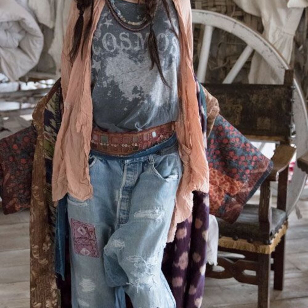 Magnolia Pearl Light Blue Distressed Boot Cut Jeans